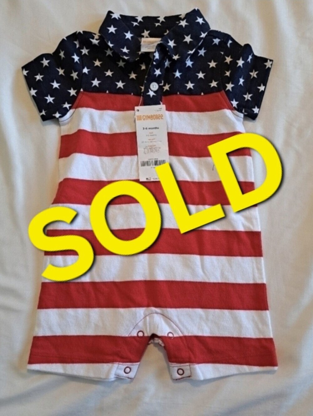 Gymboree boys 3-6 months romper stars & stripes 4th of July NWT